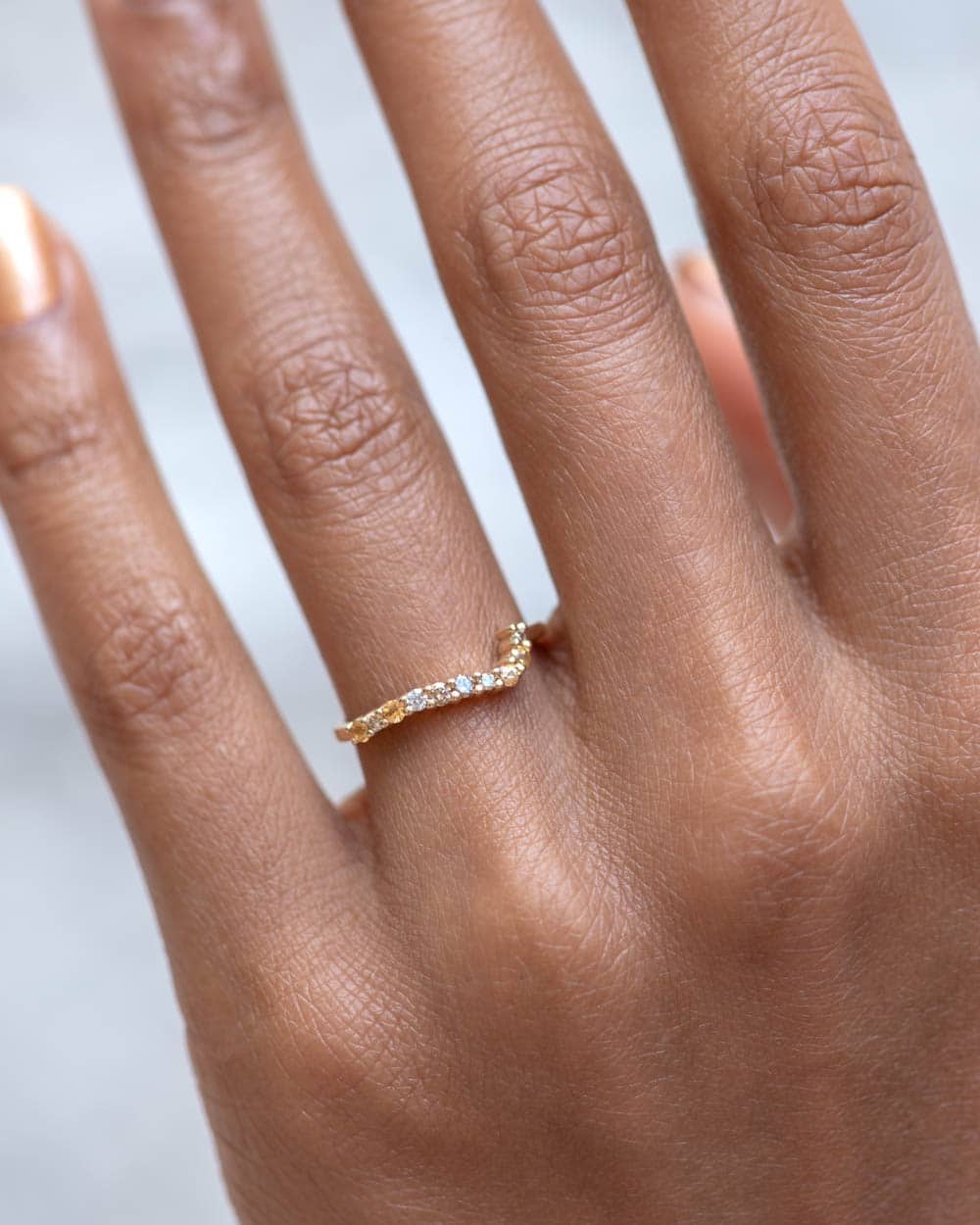 Radial Cluster Diamond with Yellow Sapphire Band on figure