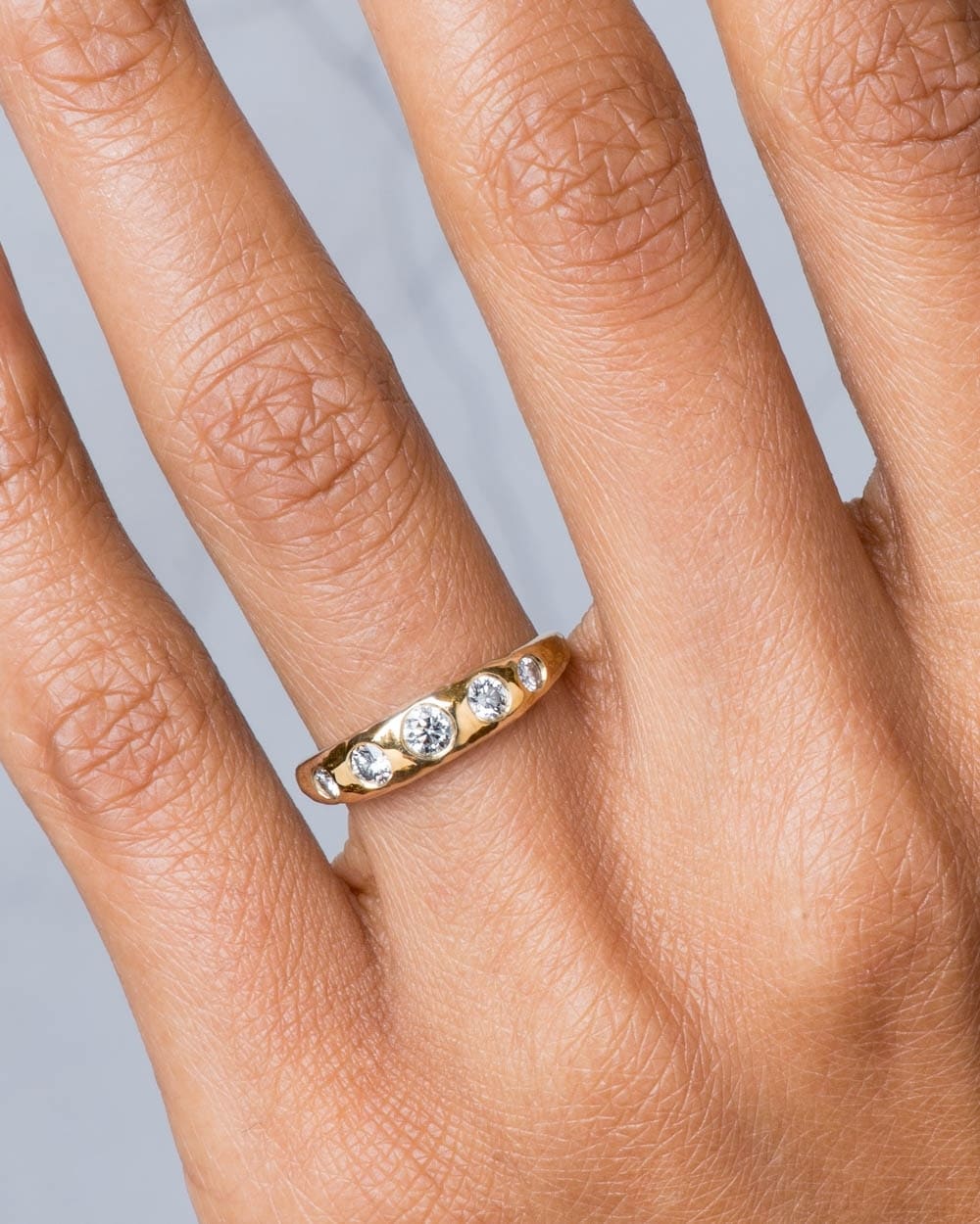 Crescent Hammered Diamond Ring on figure
