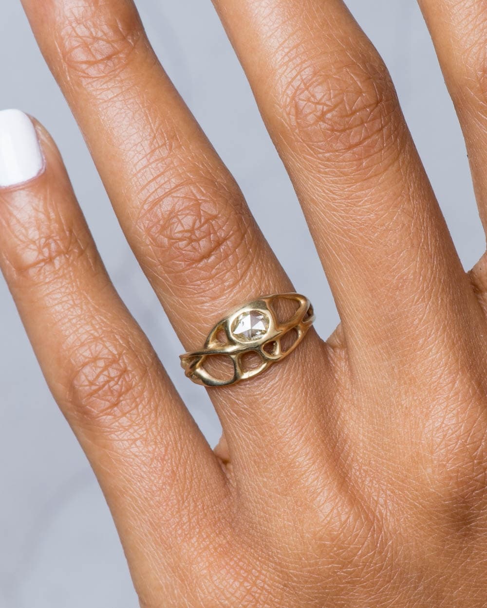 Gale Rose Cut Champagne Diamond Ring on figure