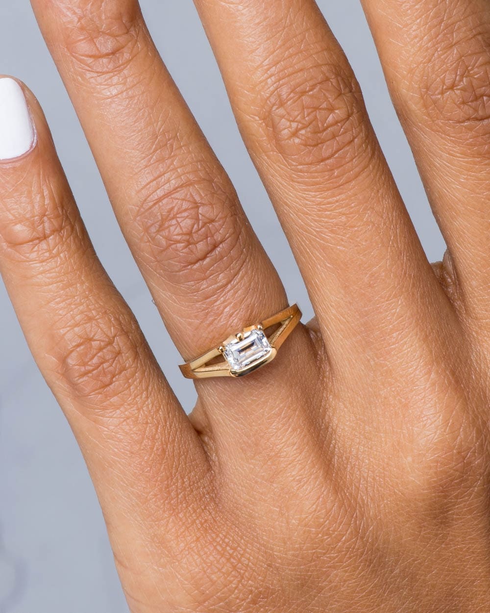 Myrtle Diamond Emerald Cut Ring on figure
