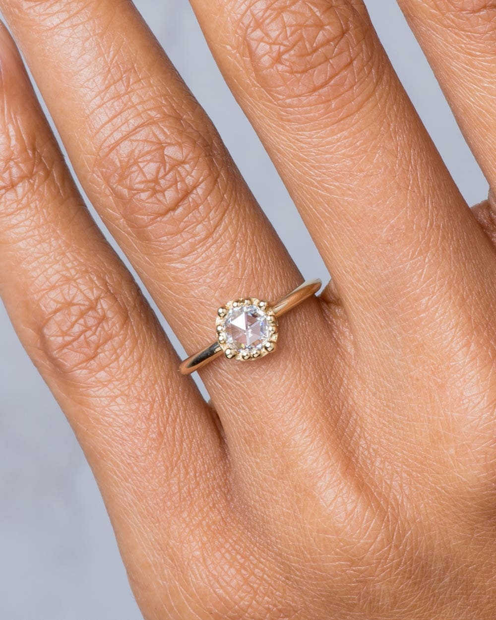 Sol Rose Cut Diamond Ring on figure