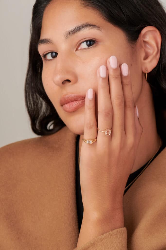 Myrtle Diamond Emerald Cut Ring on figure