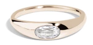 Crescent Diamond Oval Ring