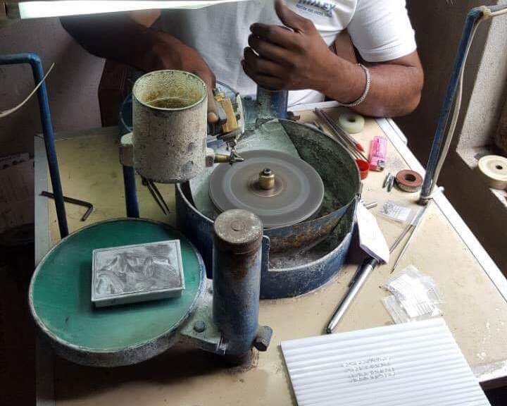 Cutting White Sapphire Half Moons at the Sri Lankan Mine Photo Courtesy of Kerin Jacobs The Raw Stone