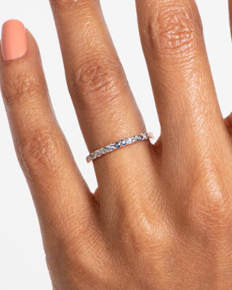 Eternity Half Blue Green Sapphire Wide Band on figure