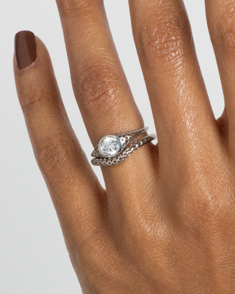 Filigree Diamond Ring with Filigree Band on figure