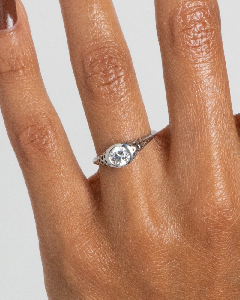 Filigree Diamond Ring on figure