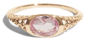 Filigree Rose Cut Pink Sapphire Oval Ring