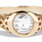 Filigree Rose Cut White Sapphire Ring Size 7.75
