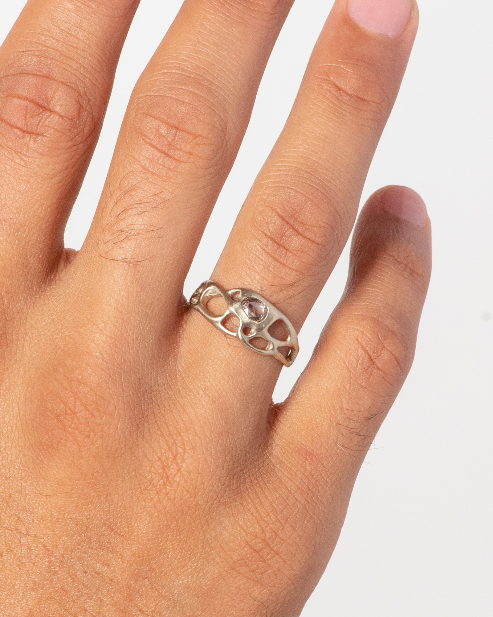 Gale Rose Cut Champagne Diamond Ring on figure