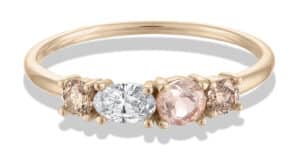 Linear Diamond with Morganite Ring