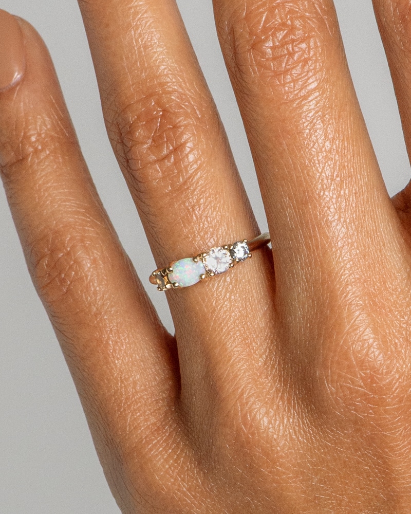 Linear Opal Ring on figure