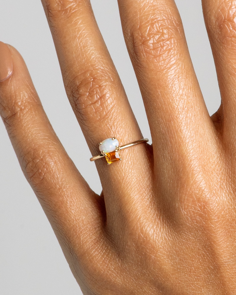 Orla Cluster Opal with Sapphire Ring on figure