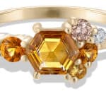 Radial Cluster Hex Apricot Sapphire Ring
