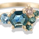 Radial Cluster Hex Blue Sapphire Ring