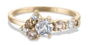 Radial Cluster Hex White Sapphire Ring