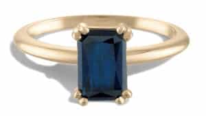 Ray Blue Sapphire Emerald Cut Ring