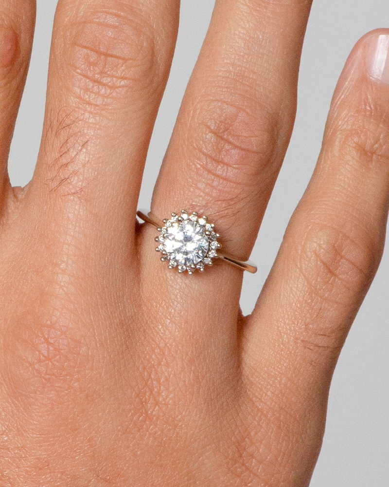 Stellium Diamond Halo Ring on figure