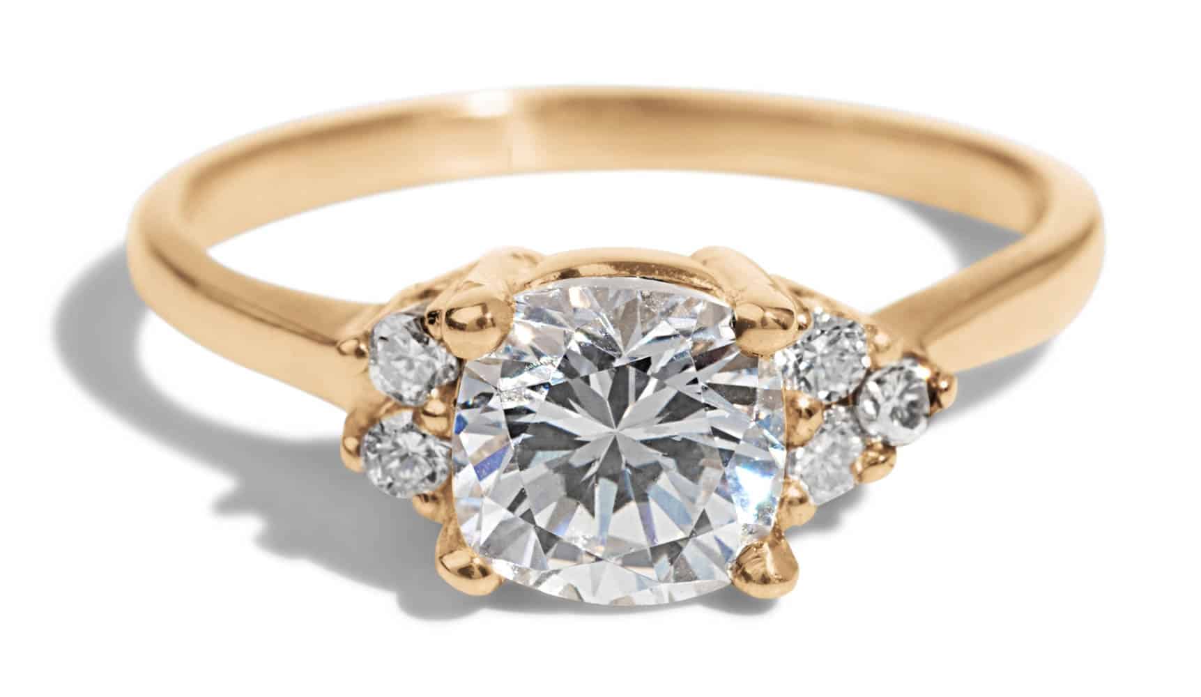 Avens Asymmetrical Diamond Cushion Ring 1.0ct