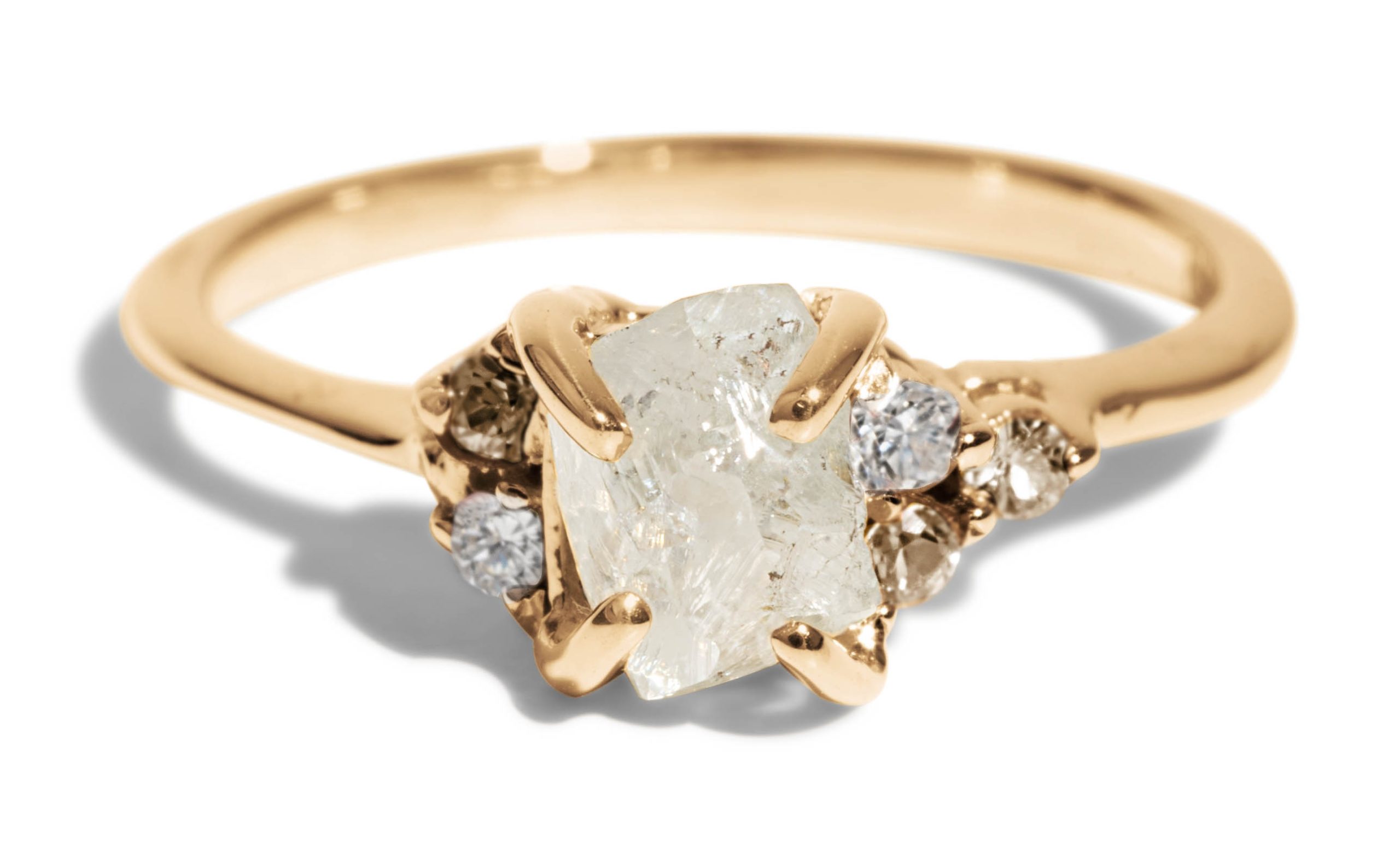 Avens Asymmetrical Raw Diamond with Champagne Ombré Ring 1.0ct