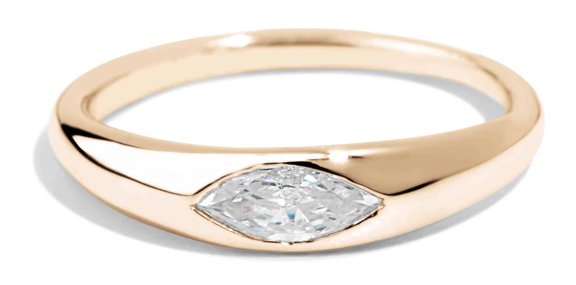 Crescent Diamond Marquise Ring