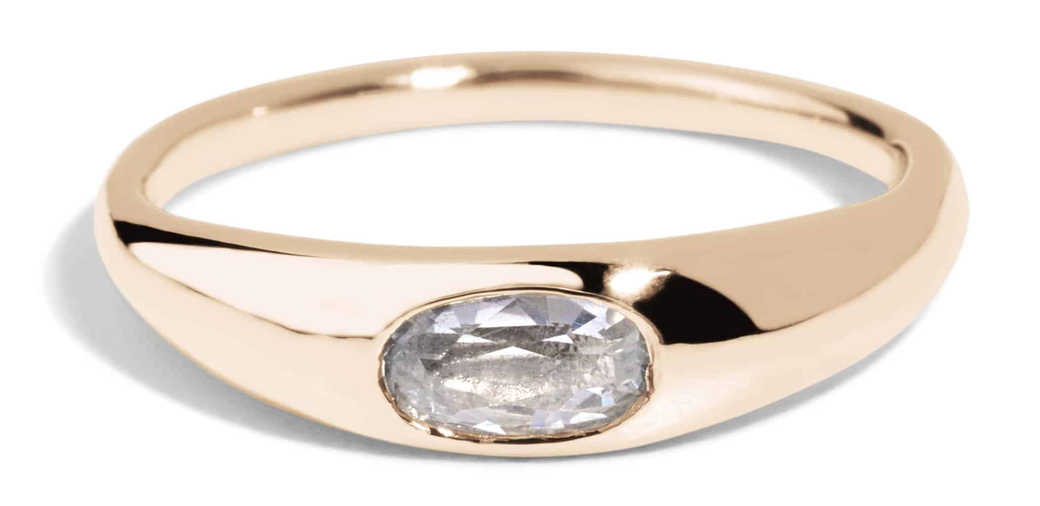 Crescent White Sapphire Oval Ring Size 5.5