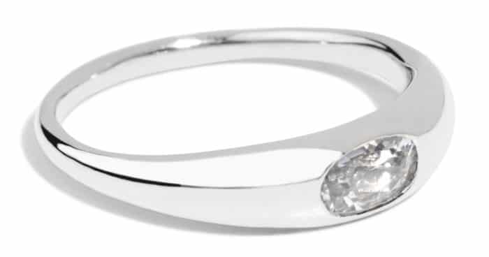 Crescent White Sapphire Oval Ring Size 9 - Image 2
