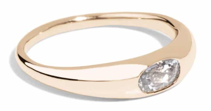 Crescent White Sapphire Oval Ring Size 5.5 - Image 2