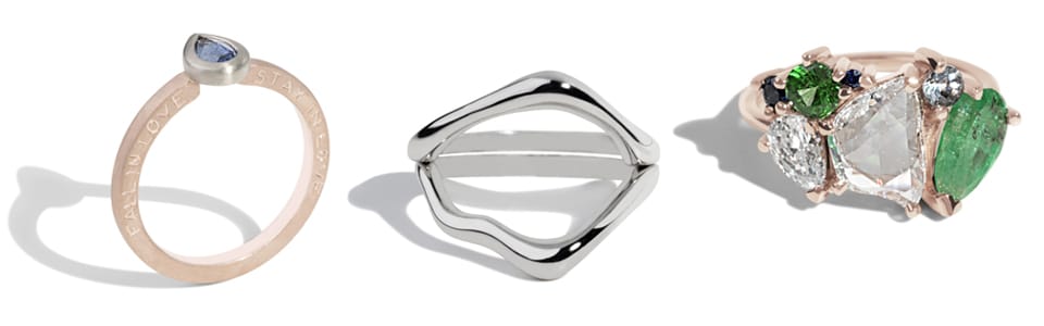 Row of 3 Custom Bario Neal Rings