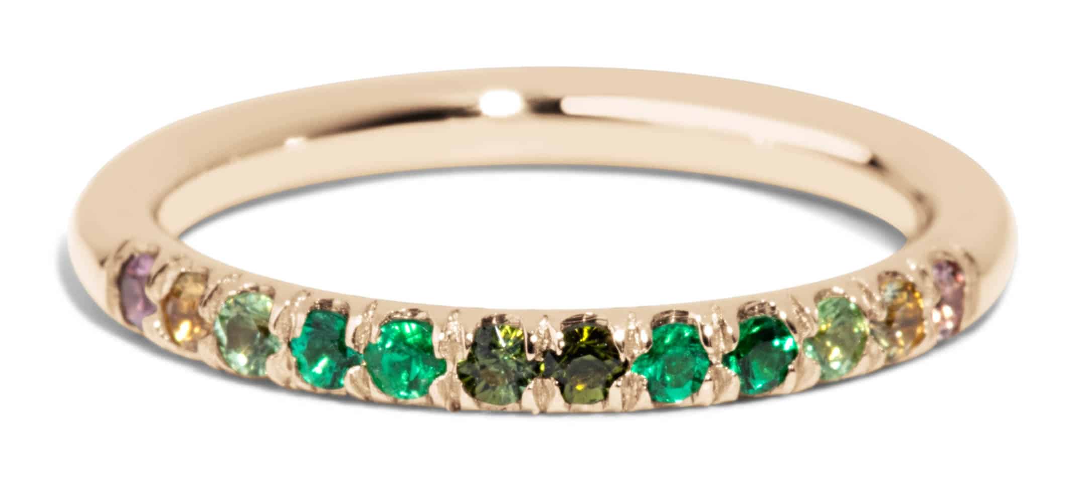 Dasha Half Eternity Round Emerald Ombré Band