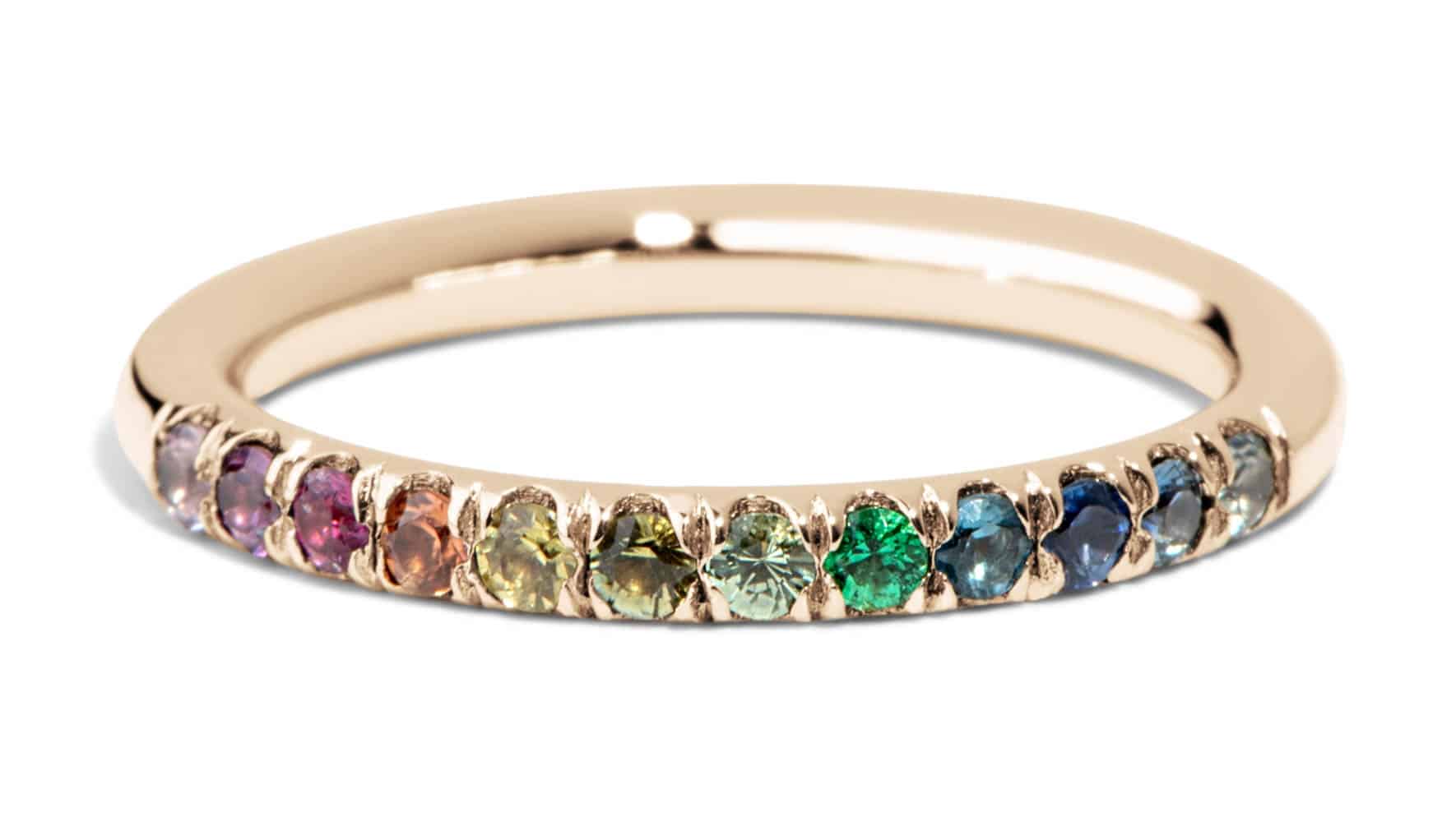 Dez Half Eternity Round Rainbow Band