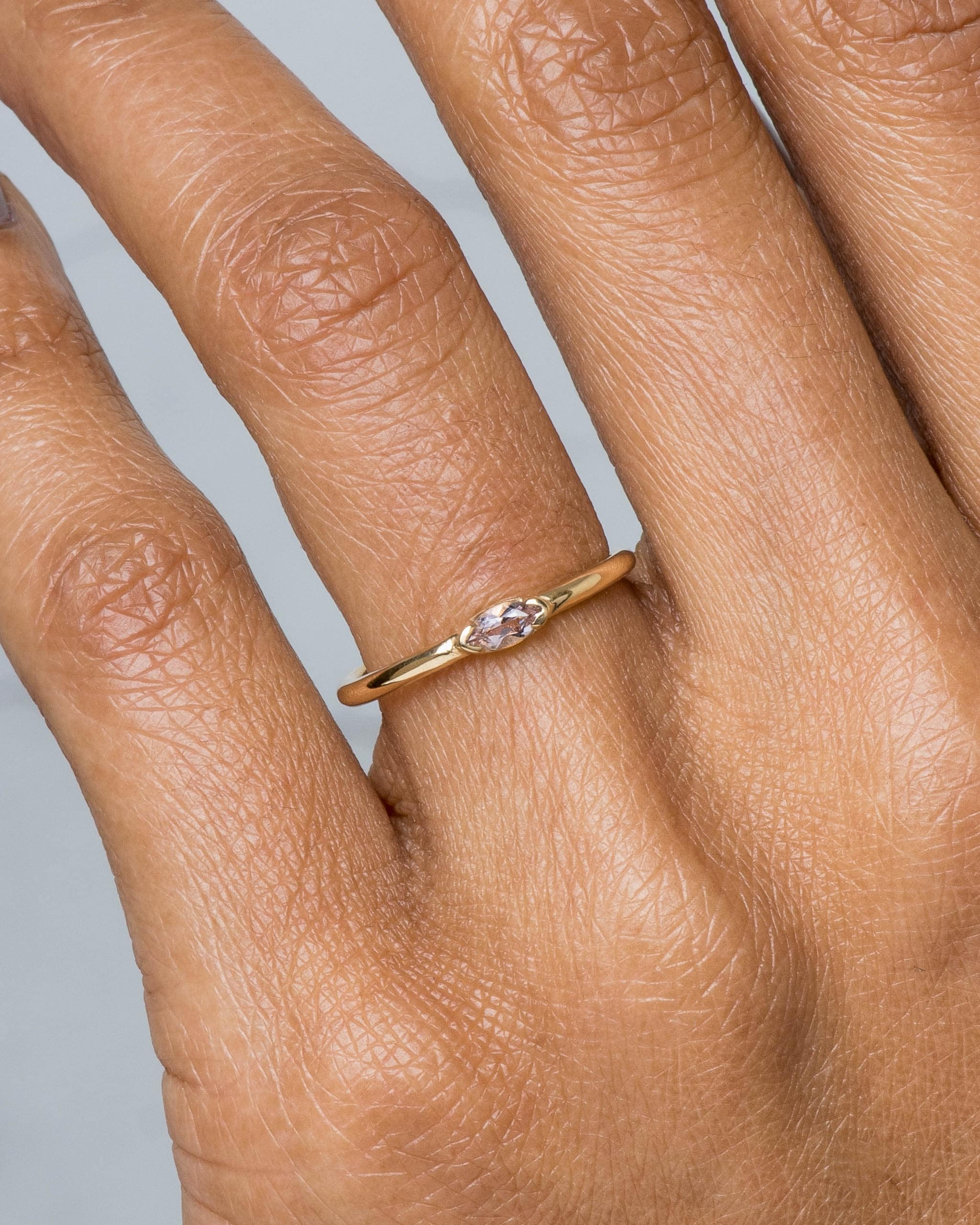Nikko Mini Morganite Marquise Ring on figure