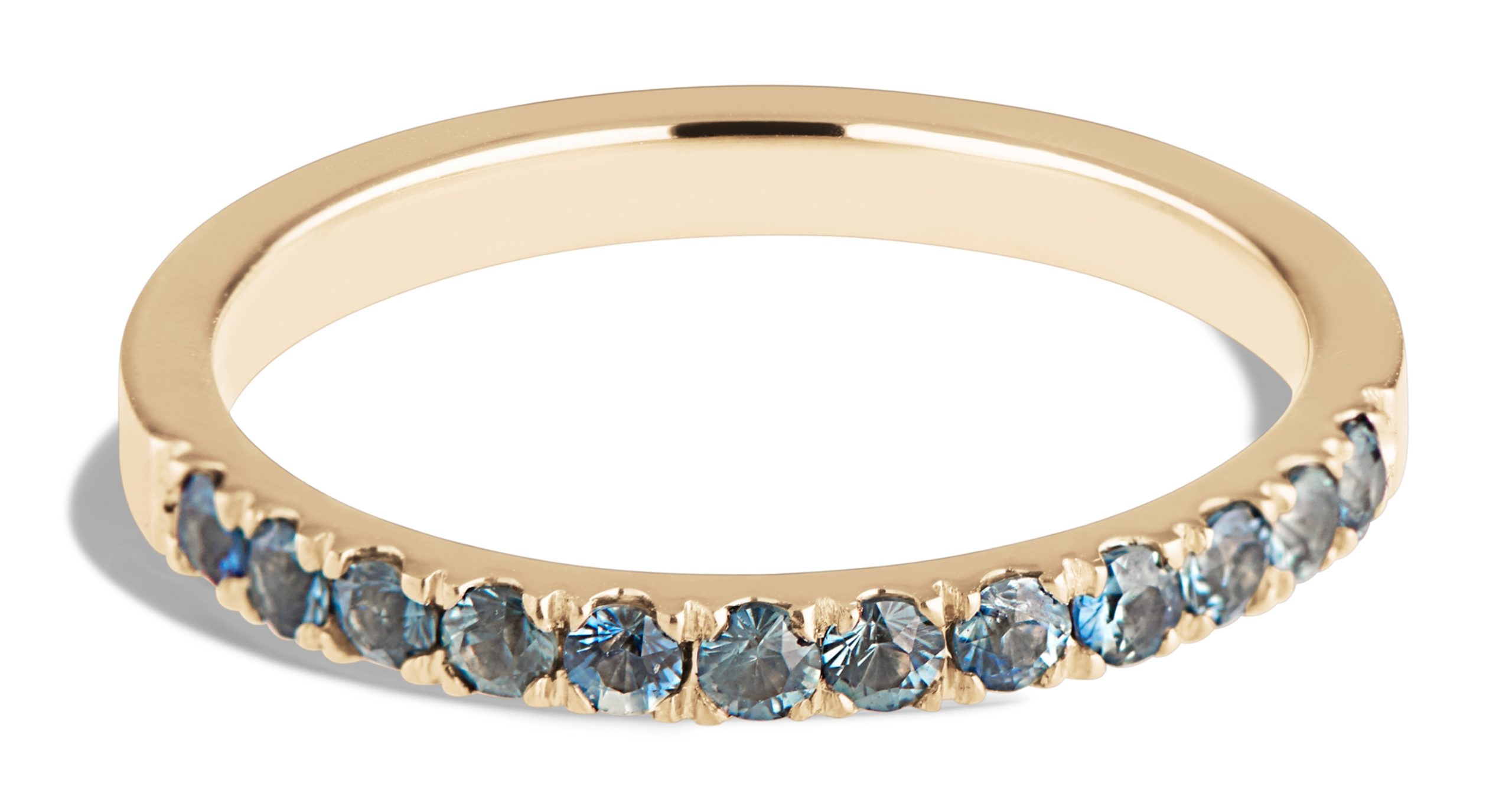 Eternity Half Blue Green Sapphire Wide Band