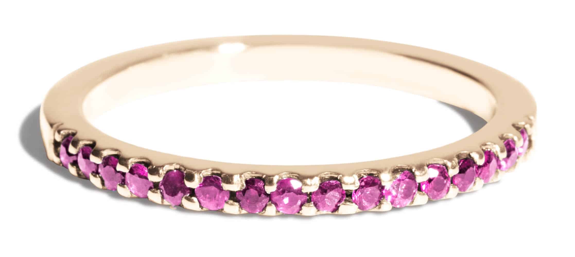 Eternity Half Fuchsia Sapphire Band Size 3.5