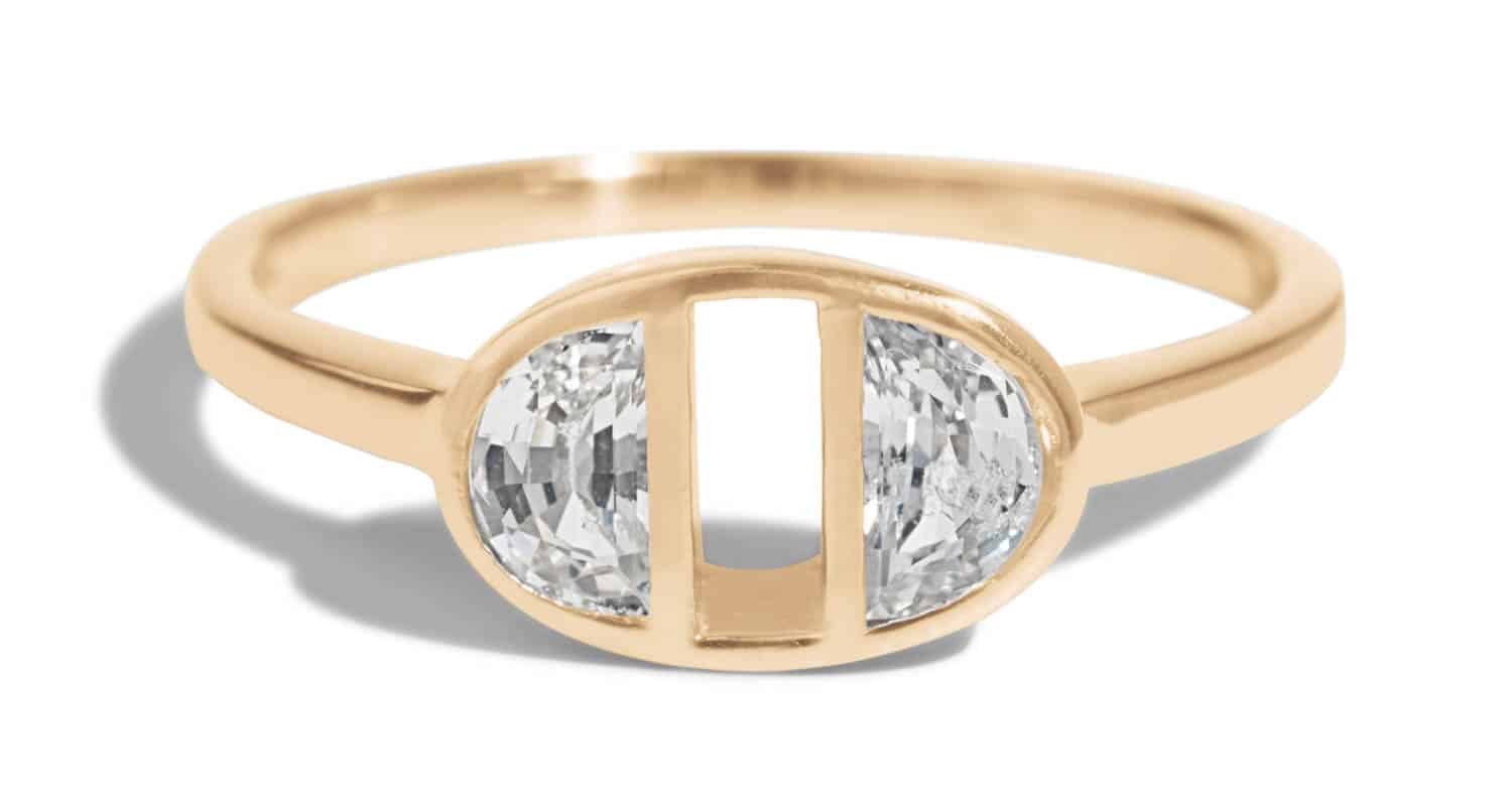 Half-Moon Dyad White Sapphire Ring