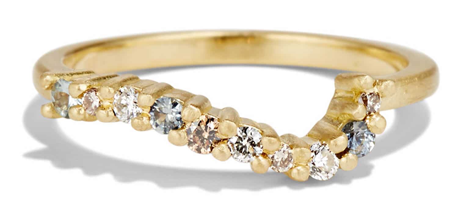 Radial Cluster Diamond with Blue Sapphire Band