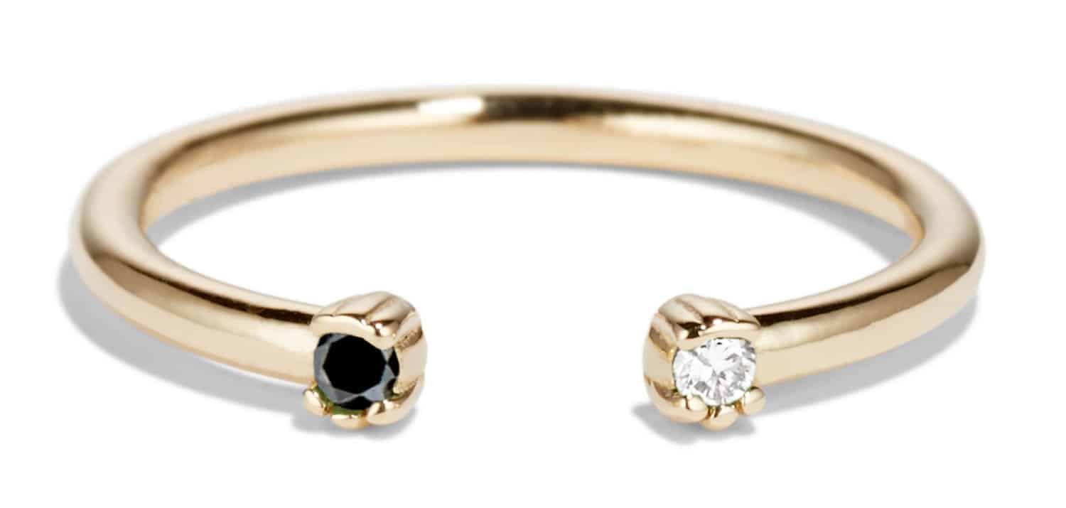 Open Lash Mini Black and White Diamond Ring