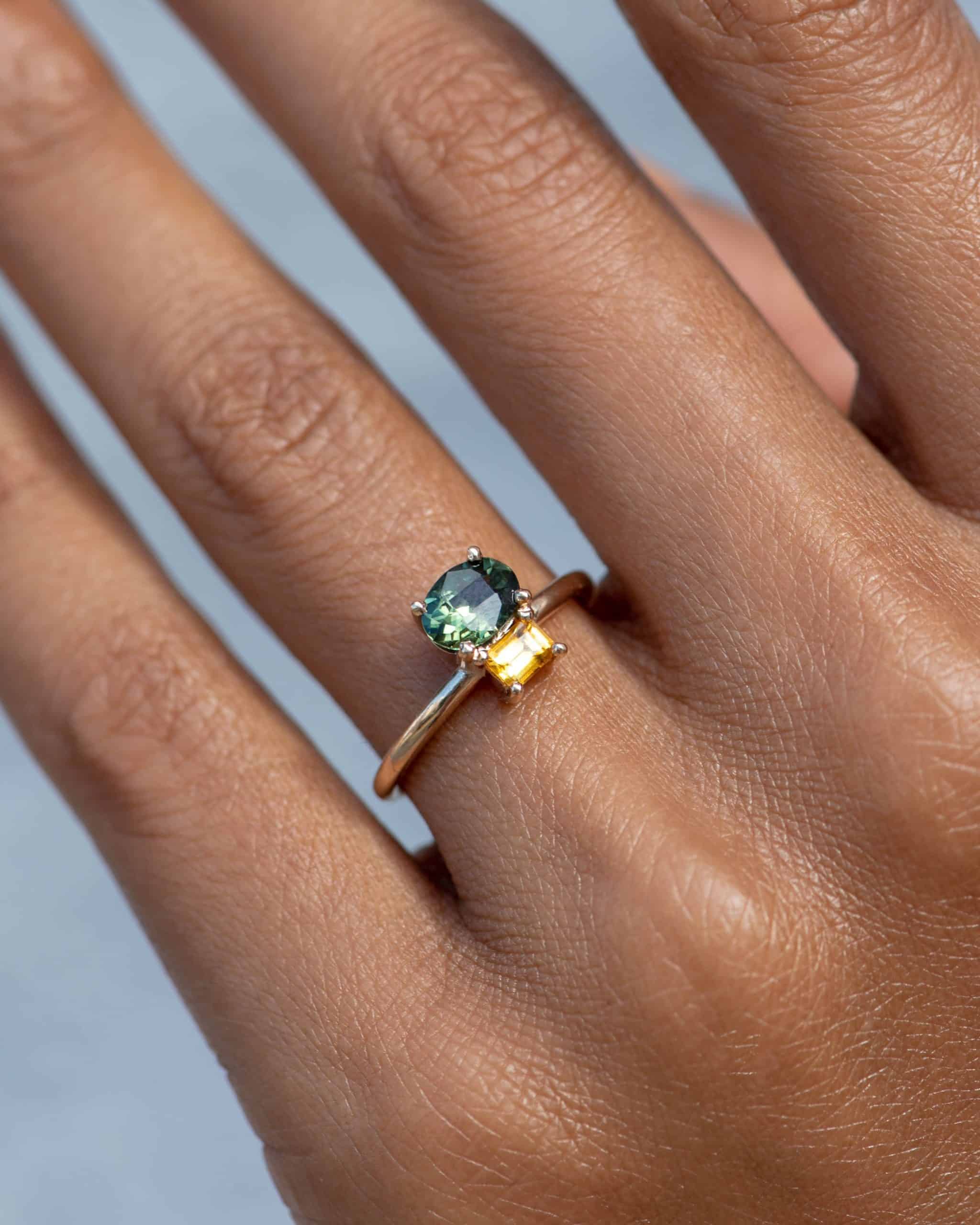 Orla Cluster Sapphire Ring on figure