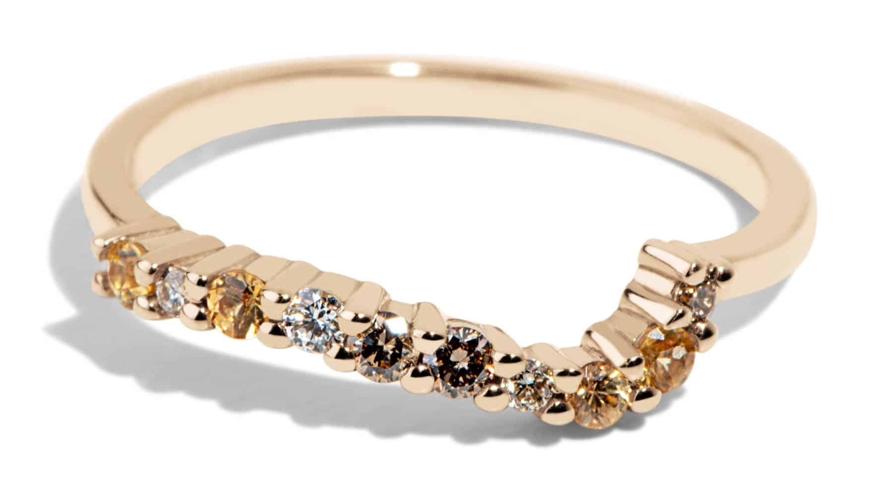 Radial Cluster Diamond with Yellow Sapphire Band