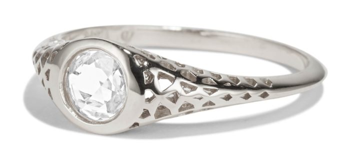 Filigree Rose Cut White Sapphire Ring Size 5.5 - Image 2