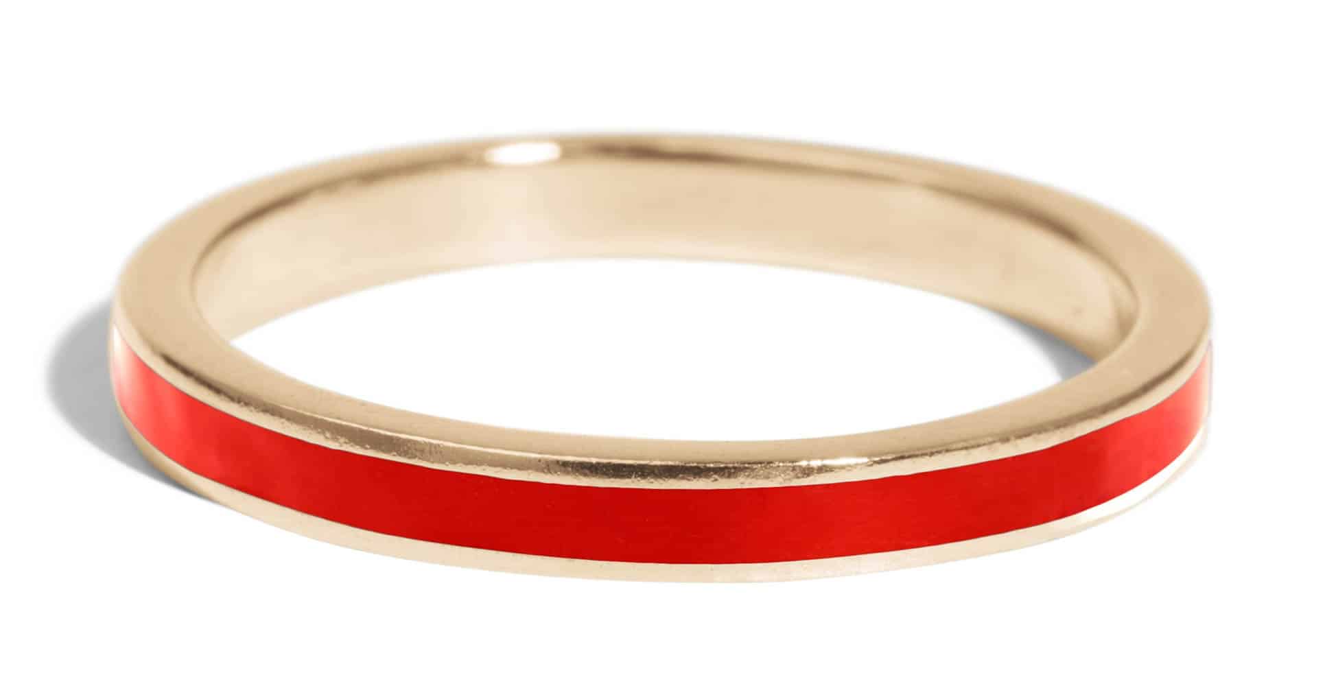 Senna Narrow Band with Tomato Red Enamel
