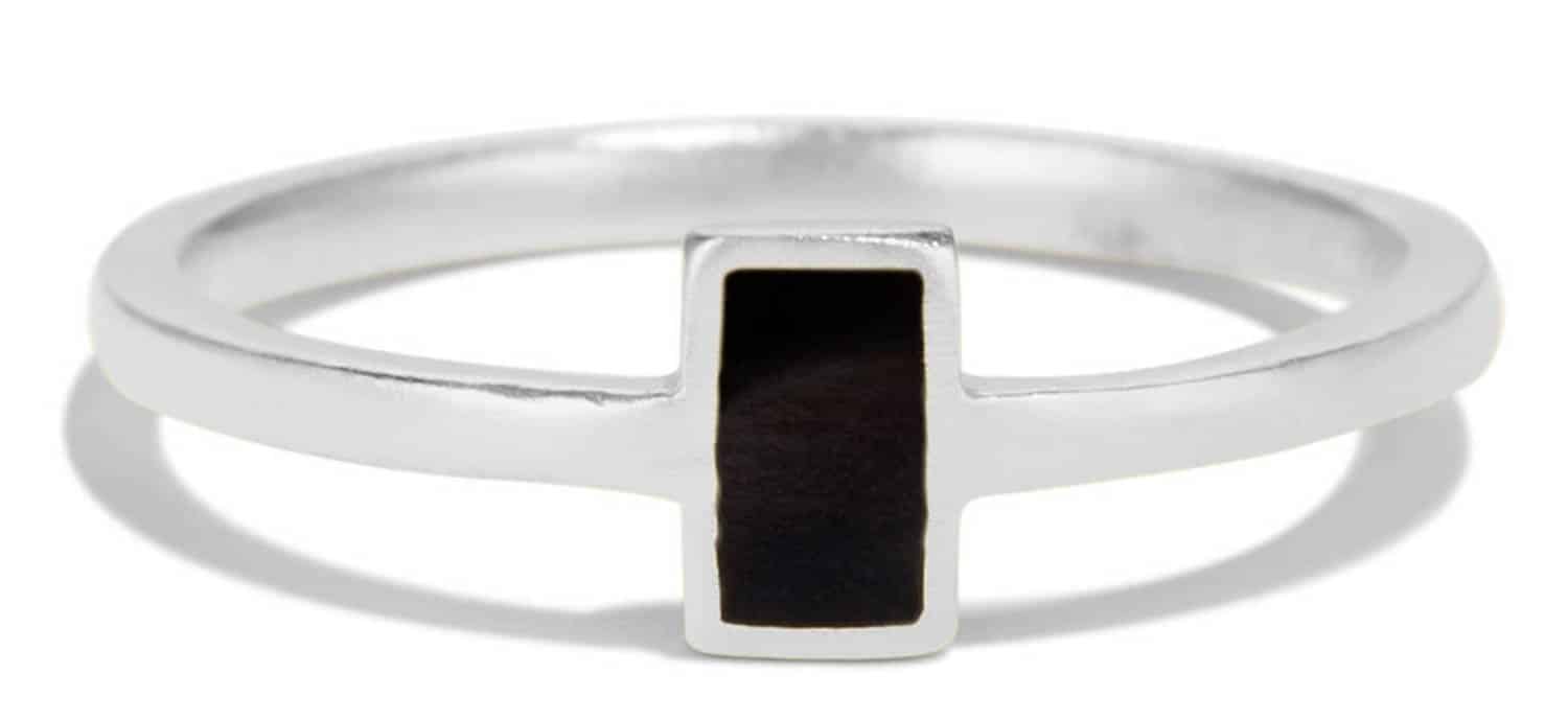 Senna Rectangle Ring with Black Enamel Size 5.5