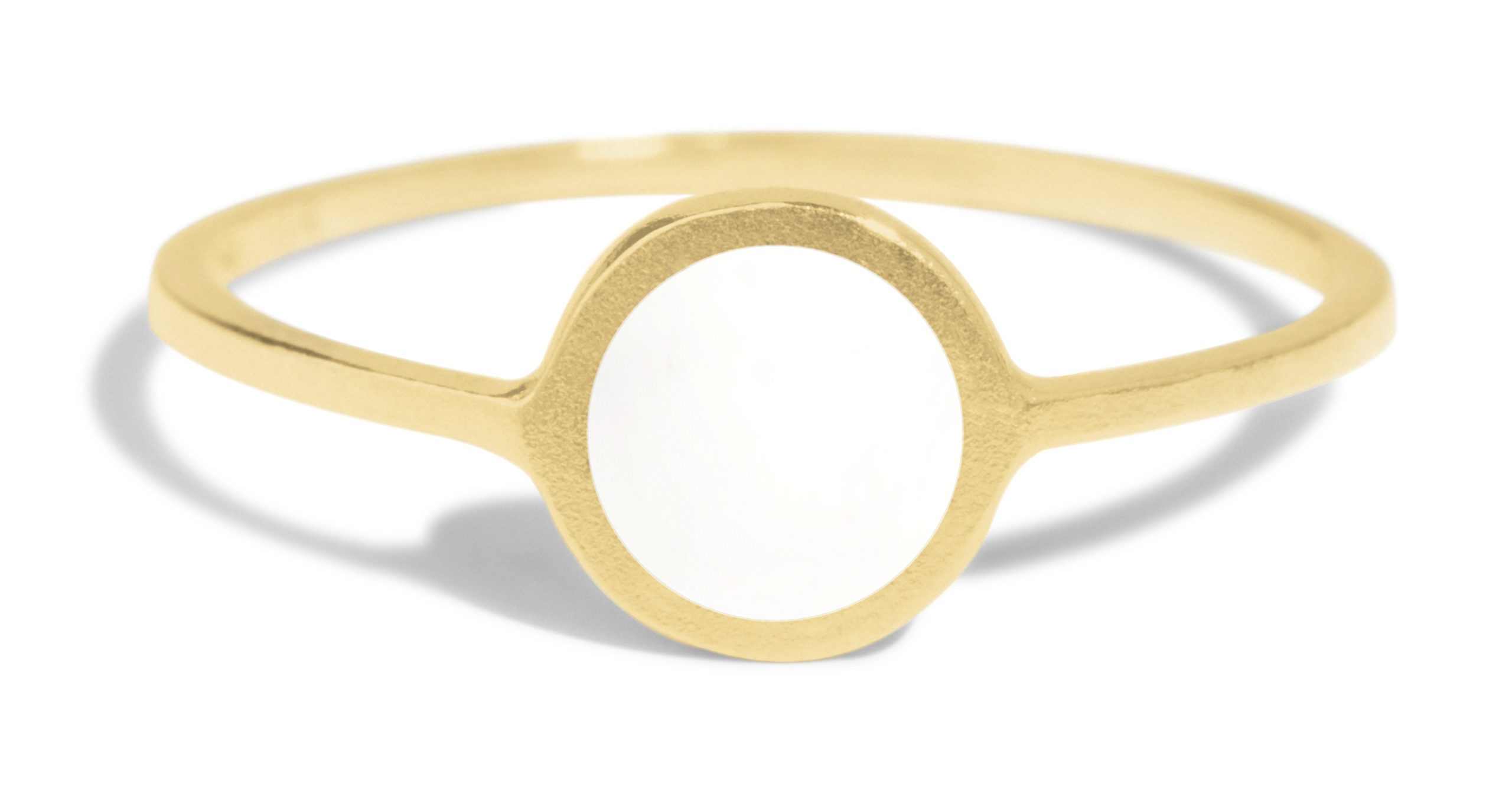 Senna Round Ring with White Enamel