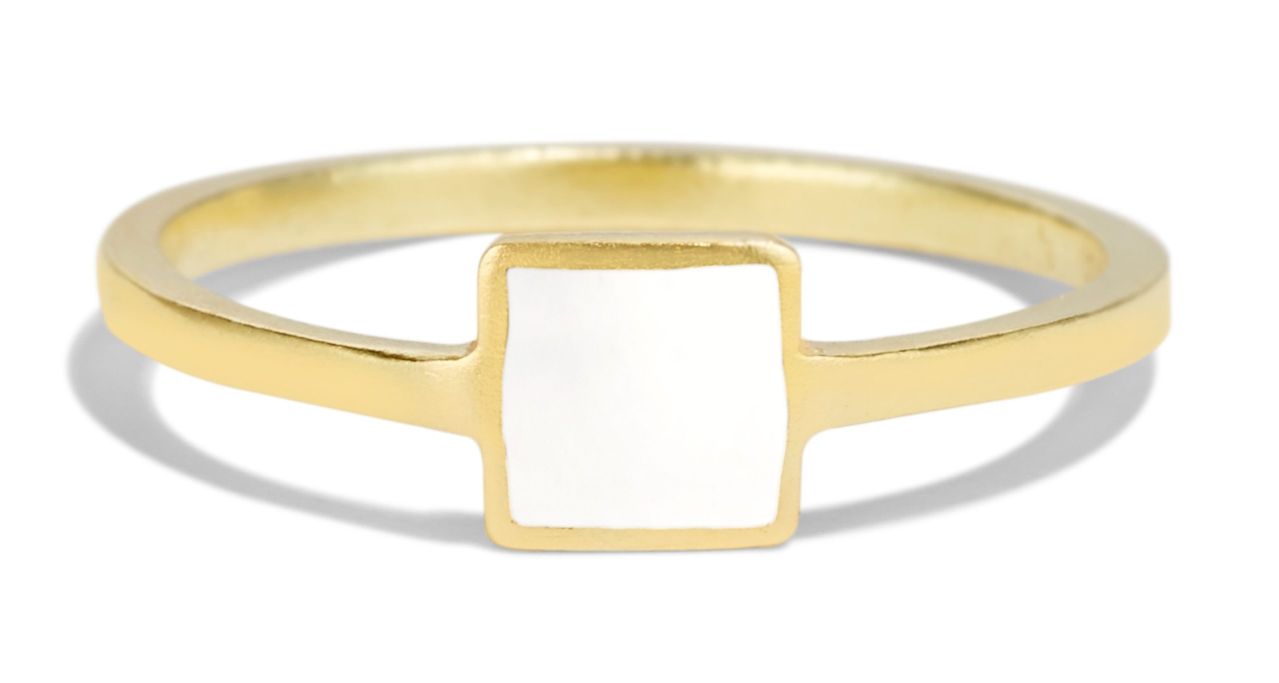 Senna Square Ring with White Enamel Size 7.5