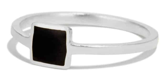 Senna Square Ring with Black Enamel Size 5 - Image 2