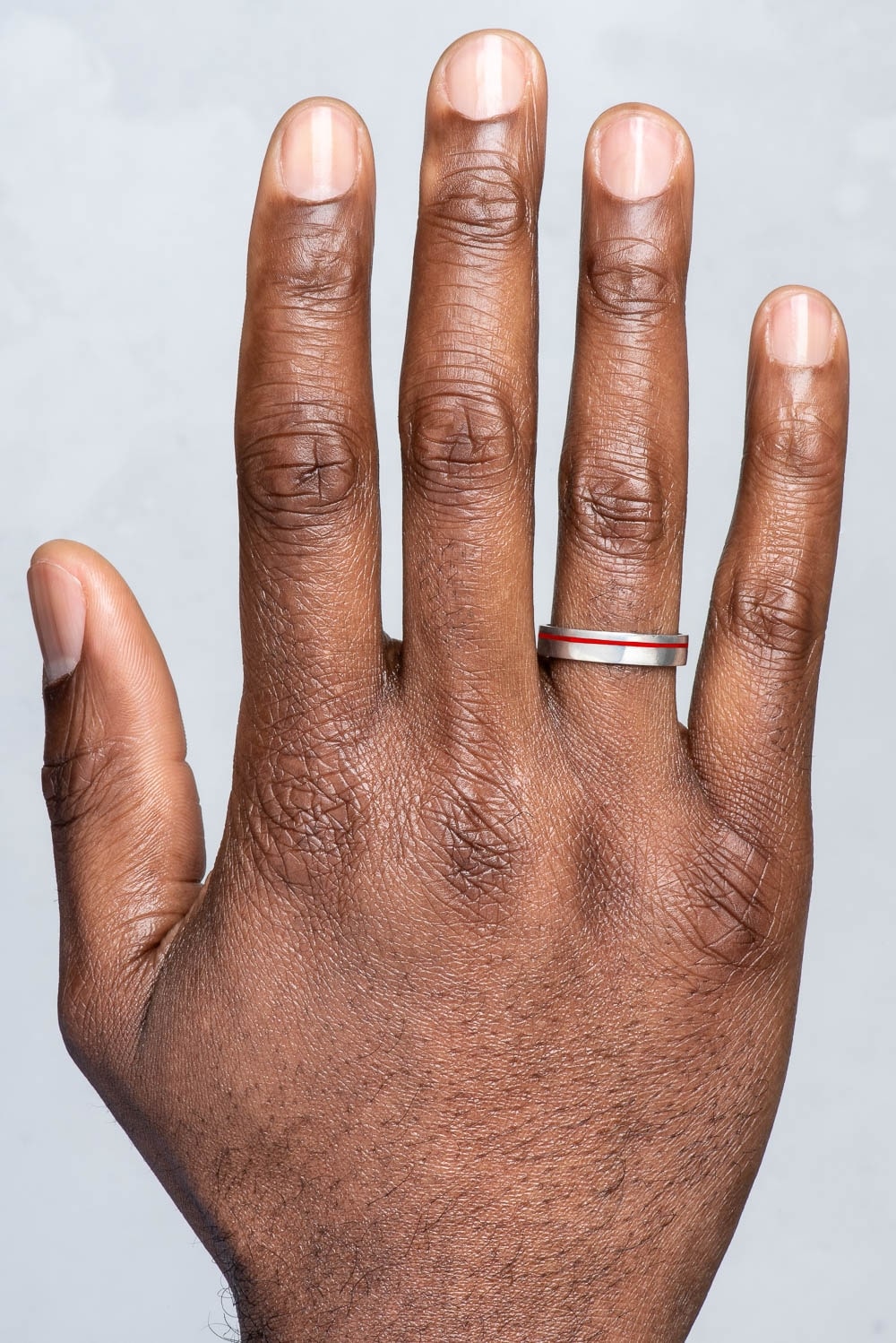 Senna Thin Band with Tomato Red Enamel on figure