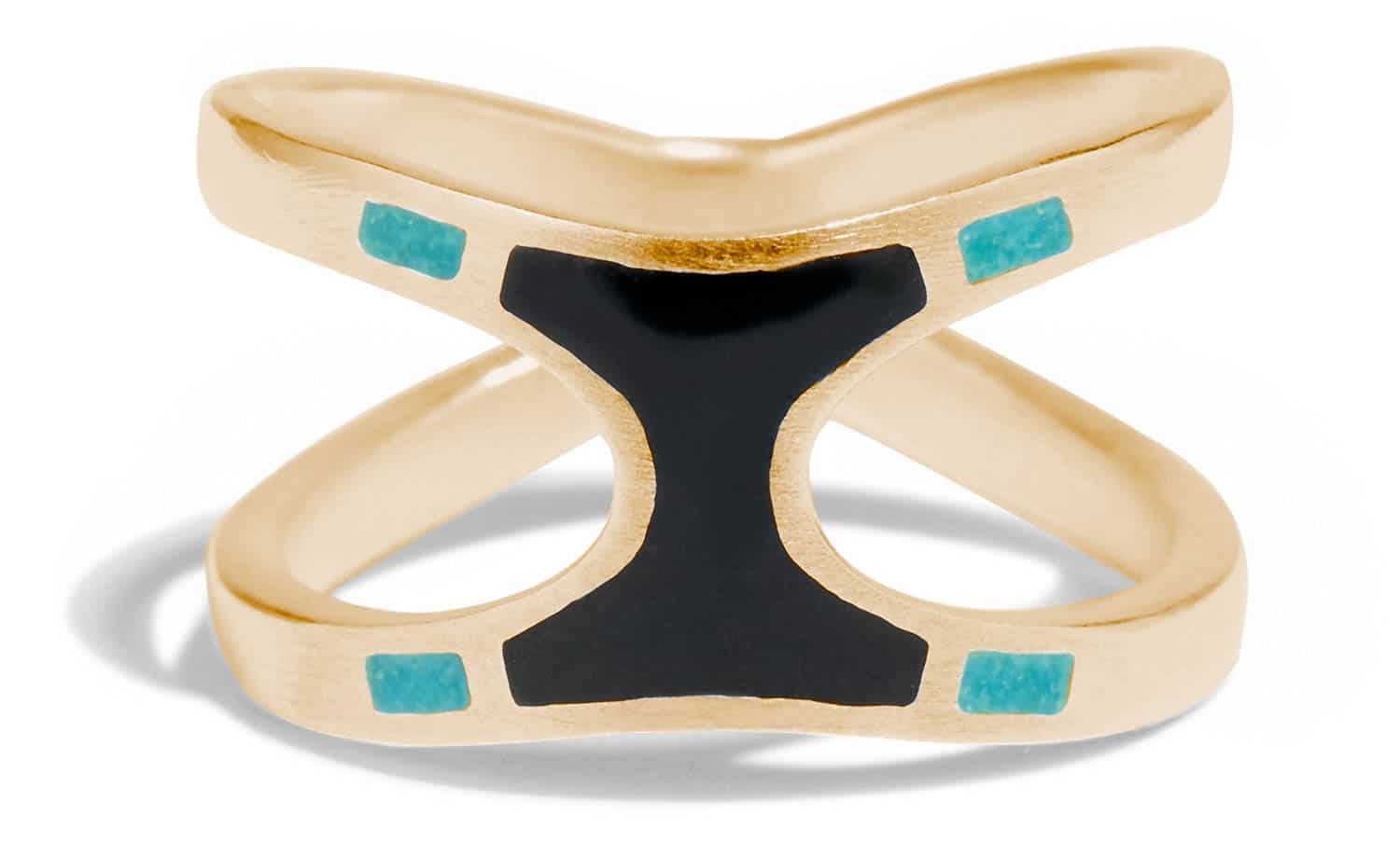 Senna Umbra Ring with Black and Teal Enamel