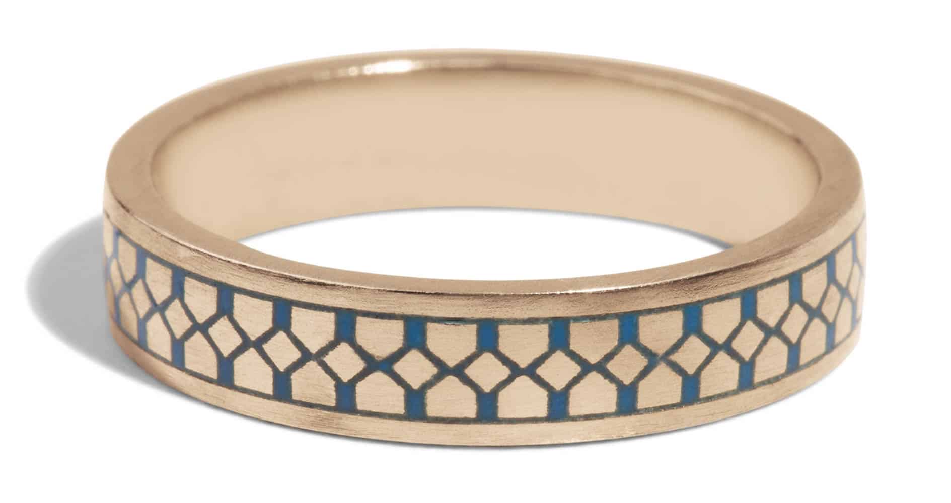 Shield Band with Blue Enamel