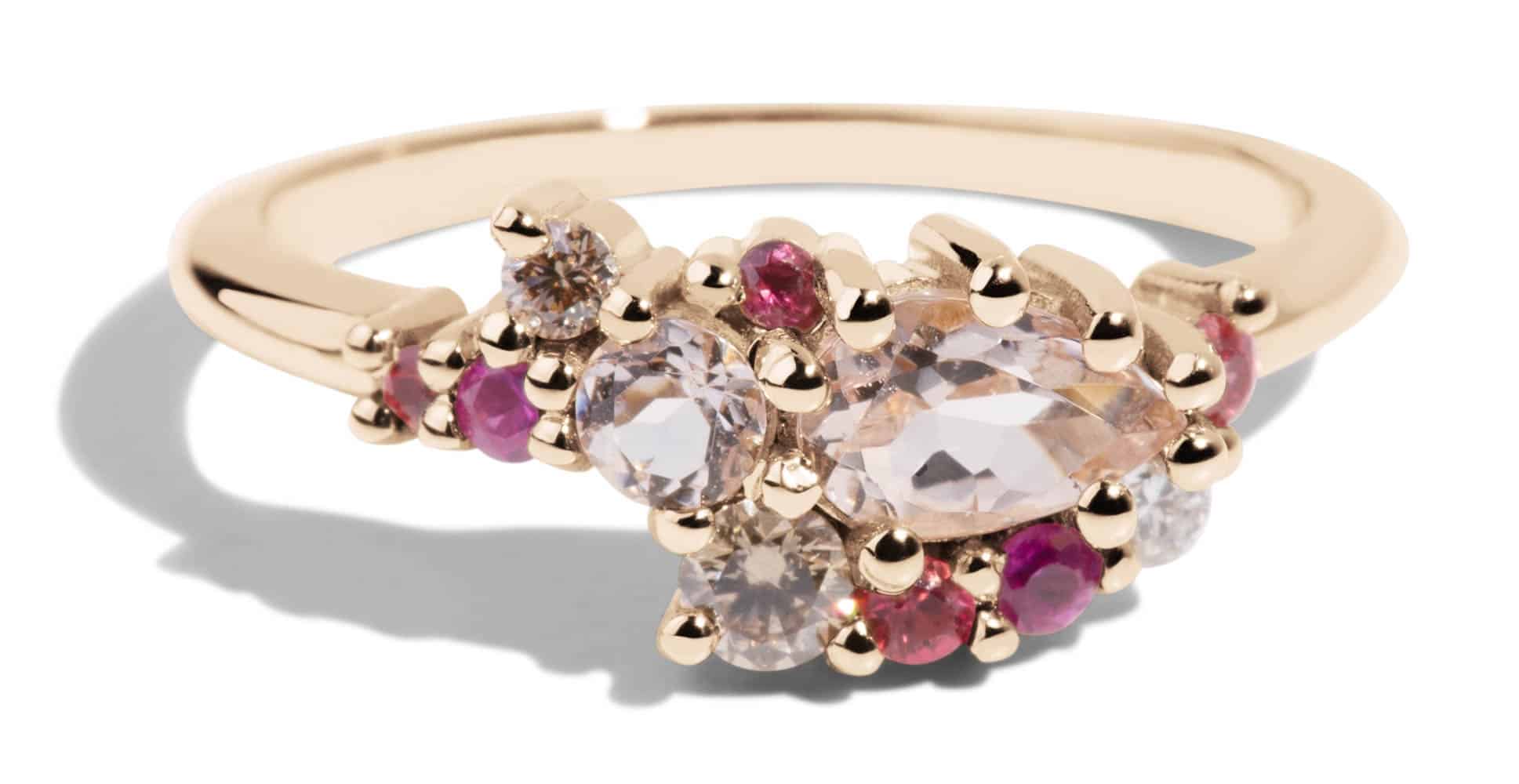 Sway Cluster Morganite, Diamond and Sapphire Ombré Ring