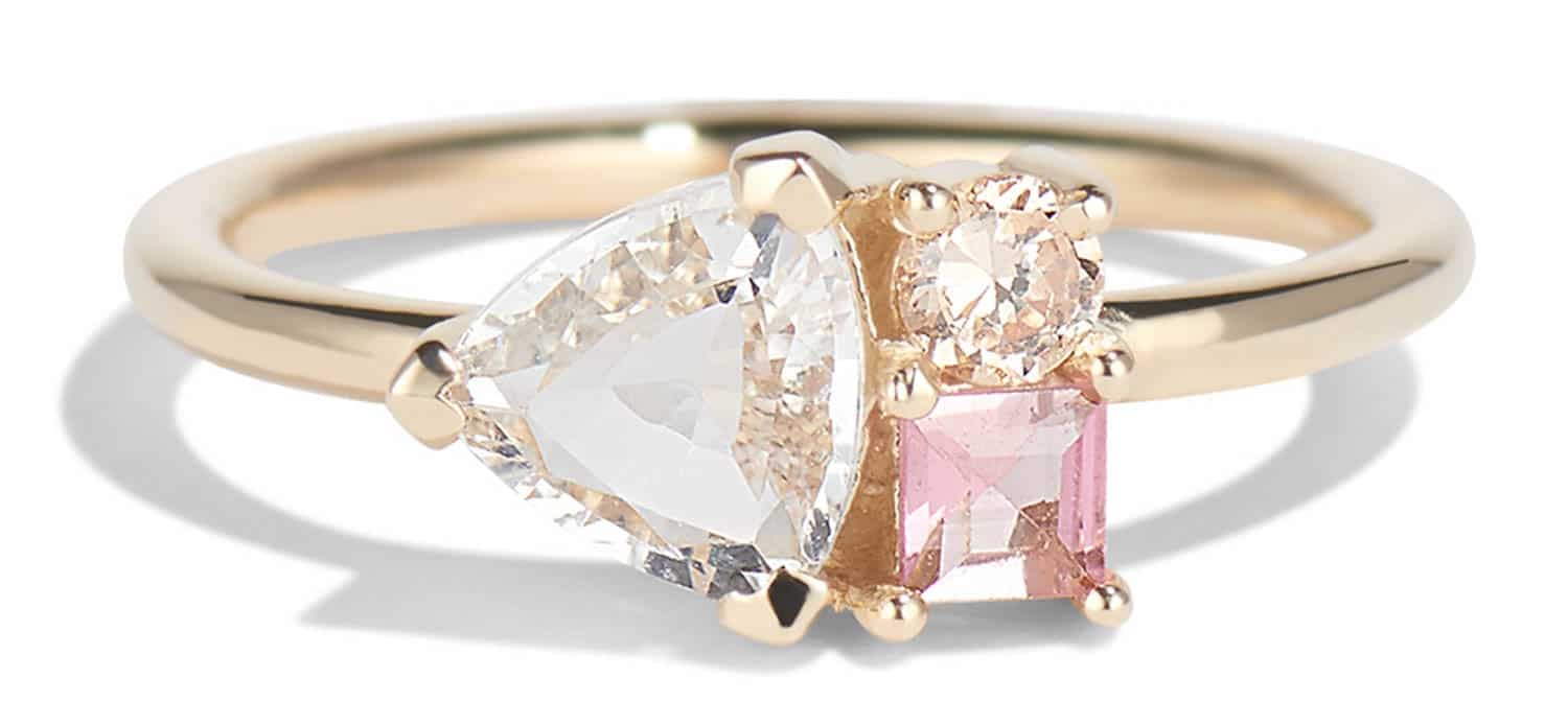 Prim Cluster Trillion White Sapphire Ring